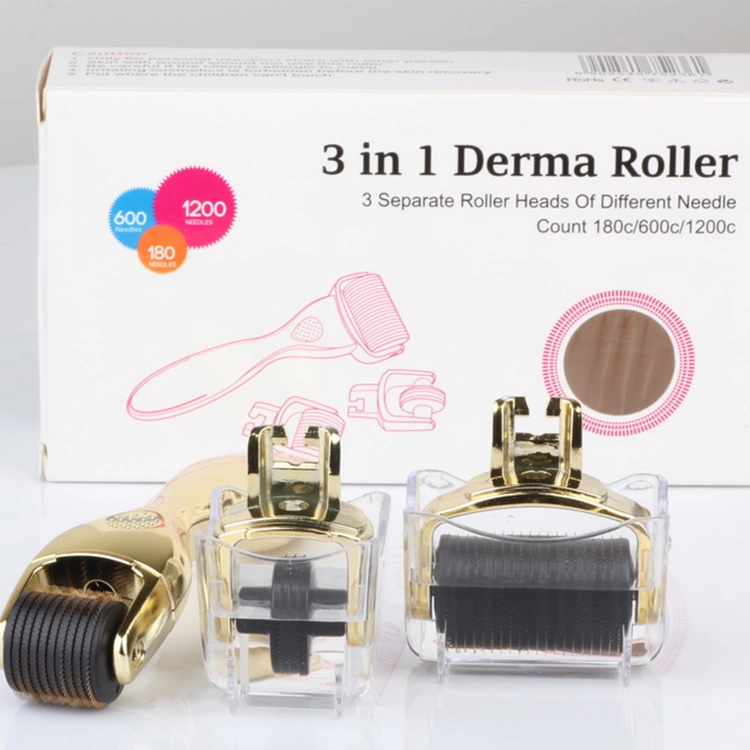 OEM / ODM merek khusus 3 In 1 Drs Derma Roller Untuk Anti Aging Stainless Steel Titanium 0