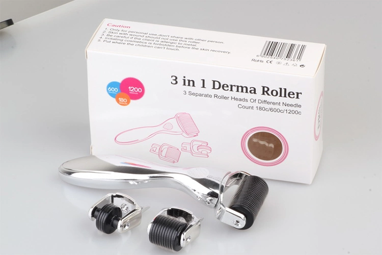 OEM / ODM merek khusus 3 In 1 Drs Derma Roller Untuk Anti Aging Stainless Steel Titanium 1