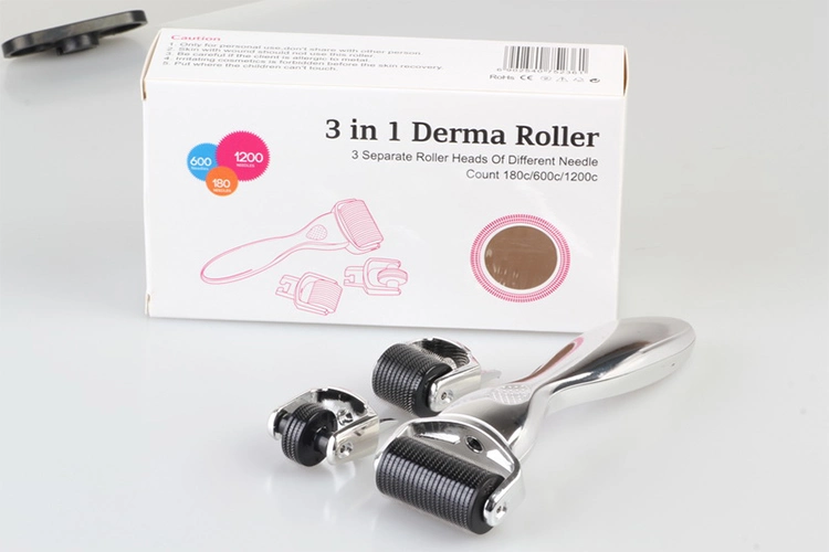 OEM / ODM merek khusus 3 In 1 Drs Derma Roller Untuk Anti Aging Stainless Steel Titanium 3