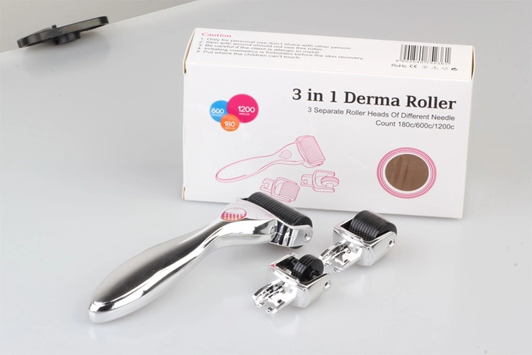 OEM / ODM merek khusus 3 In 1 Drs Derma Roller Untuk Anti Aging Stainless Steel Titanium 4